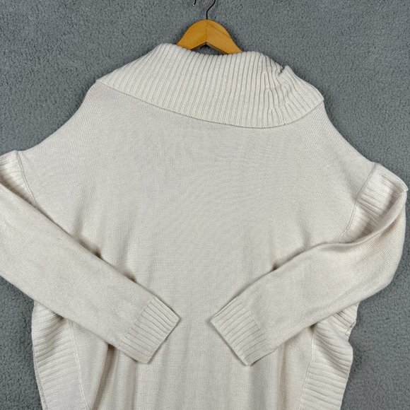 Francesca's Sweater Womens L/XL Taupe Tunic Cable Knit Loose Fit Open Split Hem - Picture 2 of 10